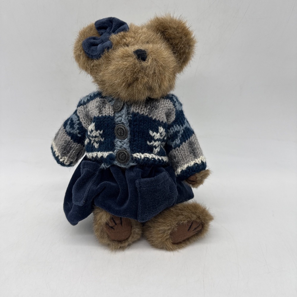 Boyds Bear Nadia Berriman Plush w/ Sweater Blue Velvet w/ Stand